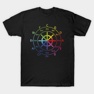 Circle of Fifths Ship Steering Wheel Color Wheel T-Shirt